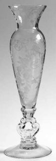 Cambridge Elaine Clear (Stem #3500, Etched) 10 Keyhole Stem Footed Vase   Stem