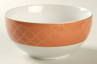 222 Fifth (PTS) Chain Link Coral Soup/Cereal Bowl, Fine China Dinnerware   Coral