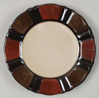 Mikasa Valencia Salad Plate, Fine China Dinnerware   Black,Rust&Taupe Panel Rim,
