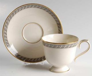 Lenox China Laurenwood Place Footed Cup & Saucer Set, Fine China Dinnerware   Am