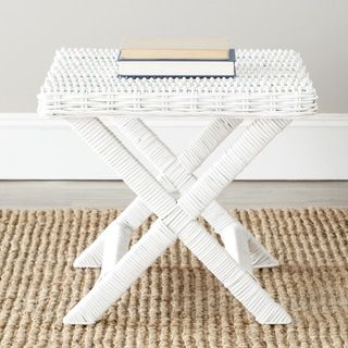 Safavieh Manor White Wicker X bench (WhiteMaterials: RattanDimensions: 18.9 inches high x 20.9 inches wide x 20.9 inches deepThis product will ship to you in 1 box.Furniture arrives fully assembled )