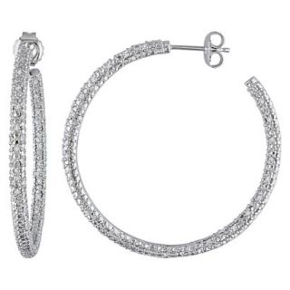 1/2 CT. T.W. Diamond Hoop Silver Earrings   Silver
