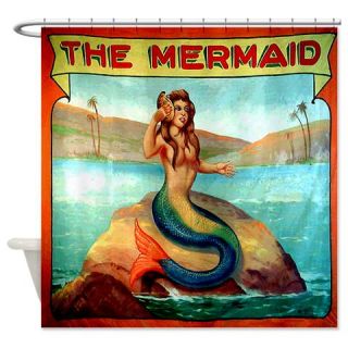 CafePress Vintage Mermaid Carnival Poster Shower Curtain Free Shipping! Use code FREECART at Checkout!