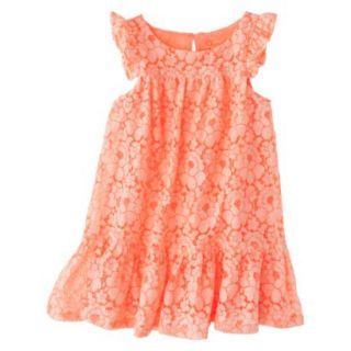 Cherokee Infant Toddler Girls Cap Sleeve Lace Shift Dress   Moxie Peach 12 M