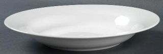 Crate & Barrel Aspen Rim Soup Bowl, Fine China Dinnerware   All White,No Embossi