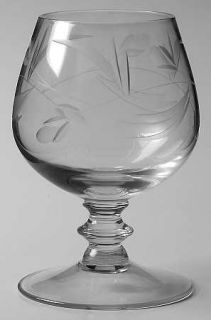 Price Pcz1 Brandy Glass   Cut Plant Design On Bowl, Wafer Stem
