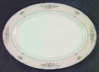 Gorham Weddington 14 Oval Serving Platter, Fine China Dinnerware   Flowers On P