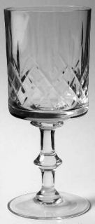 Unknown Crystal Unk2661 Water Goblet   Cut Vertical & Criss Cross,Wafer Stem