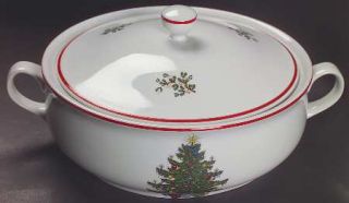 Cuthbertson American Christmas Tree (White) Round Covered Vegetable, Fine China