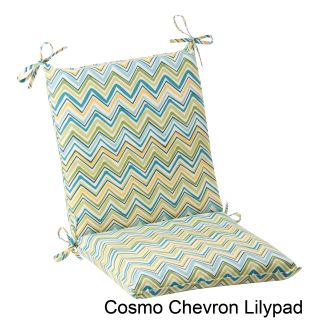 Pillow Perfect Outdoor Cosmo Chevron Squared Chair Cushion (100 percent Spun PolyesterFill material: 100 percent Polyester FiberSuitable for indoor/outdoor use. Closure: Sewn Seam ClosureUV Protection: Yes Weather Resistant: Yes Care instructions: Spot Cl
