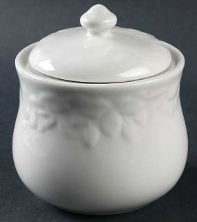 Citation Harvest Moon Sugar Bowl & Lid, Fine China Dinnerware   All White,Emboss