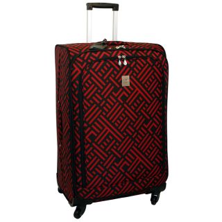 Jenni Chan Black And Red 28 inch Wheeled Upright Luggage (PolyesterExterior dimensions: 28 inches high x 13 inches wide x 18 inches longWeight: 11.6 poundsCarrying handle: Patented tilt lock handle systemWheeled: YesWheel type: Quattro 360 degree 4 wheel 