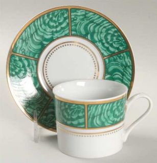 Georges Briard Imperial Malachite Flat Cup & Saucer Set, Fine China Dinnerware  