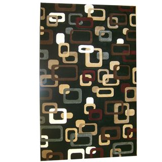 Generations Black Abstract Curuit Rug (79 X 105)