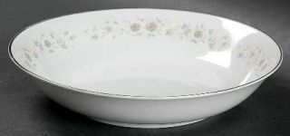 Sango Andover Coupe Soup Bowl, Fine China Dinnerware   White Flowers, Gray Leave