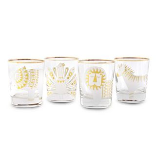 HAPPY CHIC BY JONATHAN ADLER Set of 4 Assorted Double Old Fashioned Glasses