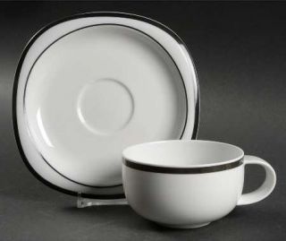 Rosenthal   Continental Concept 5 Suomi (Anthracite Black) Flat Cup & Saucer Set