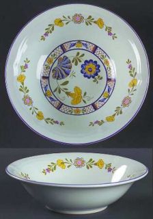 Georges Briard Bretonne Coupe Cereal Bowl, Fine China Dinnerware   Blue,Yellow &