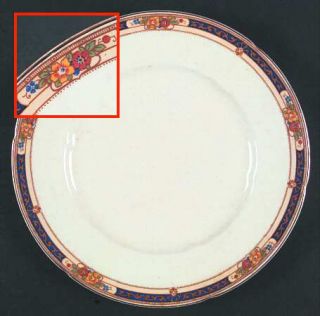 Grindley Averno Dinner Plate, Fine China Dinnerware   Orange,Yellow&Blue Flowers