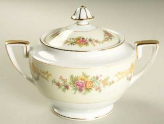 Noritake Mystery #77 Sugar Bowl & Lid, Fine China Dinnerware   Florals&Floral Sw