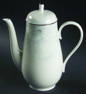 Mikasa Romantica Coffee Pot & Lid, Fine China Dinnerware   Large White/Gray Flow