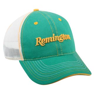 Remington Mesh Back Adjustable Hat (100 percent cottonOne size fits mostLow profile unstructured cap with pre curved frayed visorMesh backSlide closure with tuck strap)