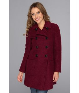 DKNY Double Breasted Boucle Jacket Womens Coat (Burgundy)