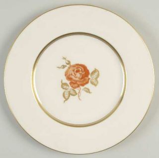 Castleton (USA) June Salad Plate, Fine China Dinnerware   Rust Flower, Gold Leav