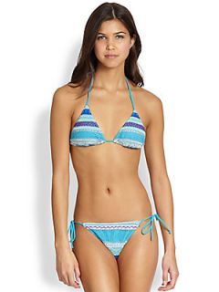 Cecilia Prado Patchwork String Bikini Top   Blue