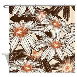  White and Brown Floral Shower Curtain  Use code FREECART at Checkout