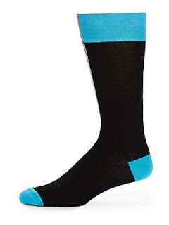 Colorblock Cotton Blend Socks   Black Blue