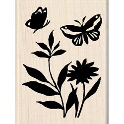 Inkadinkado Butterfly Flowers Mounted Rubber Stamp