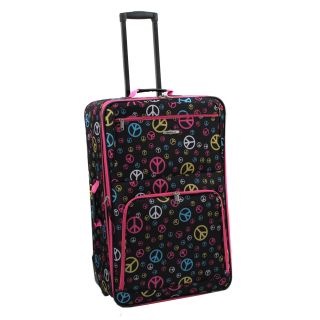 Rockland Peace Sign 28 inch Expandable Rolling Upright Luggage (Peace sign multicolorWeight: 8.6 poundsTwo front full size zipper secured pocketsInternal organizational pockets Push button self locking internally stored retractable handle systemErgonomic 