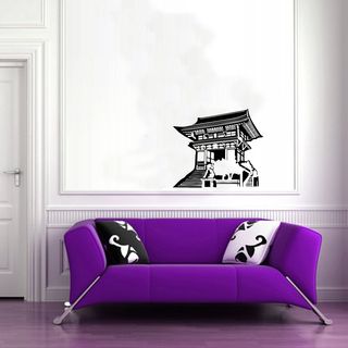 Chinese Pagoda Glossy Black Vinyl Sticker Wall Decal (Glossy blackTheme: Chinese pagodaMaterials: VinylIncludes: One (1) wall decalEasy to apply; comes with instructions Dimensions: 25 inches wide x 35 inches longAll measurements are approximate. )