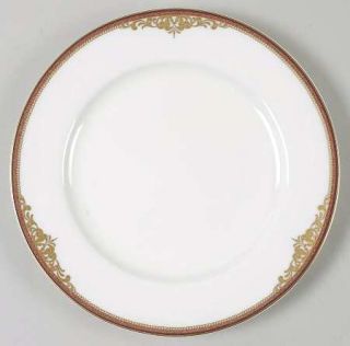 Mikasa Monarchy Claret Salad Plate, Fine China Dinnerware   Bone, Rust Band,Gold