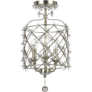 Crystorama Lighting CRY 445 SA CEILING Willow Willow 3 Light Antique Silver Ceil