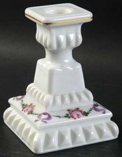 Westmoreland Roses & Bows Single Light Candlestick   Milkglass,Roses & Bows