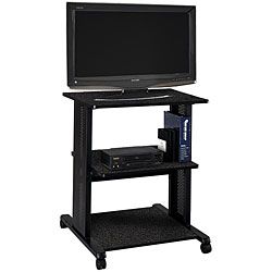 Mayline Eastwinds Steel Audio/visual Cart (Black/Anthracite/folkstoneWheels: 4Shelves: ThreeDesigned to support up to 35 inch TV with other A/V equipmentAdjustable middle shelfStandard 4 outlet power module and safety strapDimensions: 42.75 inches high x 
