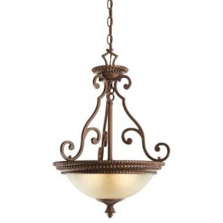 Kichler 2606TZG Transitional Convertible Pendant 3 Light Fixture Tannery Bronze w/ Gold Accent