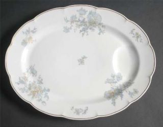 Haviland Auclair 13 Oval Serving Platter, Fine China Dinnerware   Blue Flowers