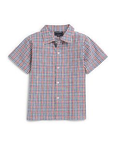 Toddlers & Little Boys Checked Woven Shirt   Navy Red