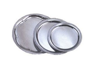 American Metalcraft 10 Elegance Serving Tray   Round, Embossed, Chrome Plated
