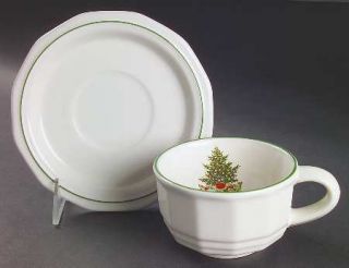 Pfaltzgraff Christmas Heritage Flat Cup & Saucer Set, Fine China Dinnerware   Mu