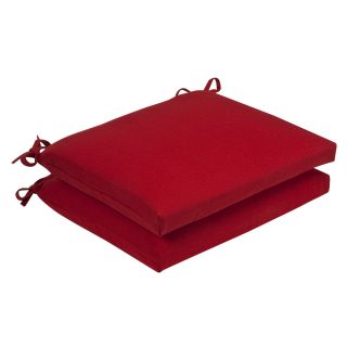 Pillow Perfect Outdoor Red Squared Seat Cushions (set Of 2) (Red Materials: PolyesterFill: 100 percent virgin polyester fiber fillClosure: Sewn seam Weather resistant UV protection Care instructions: Spot clean onlyDimensions: 18.5 inches long x 16 inches