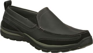 Mens Skechers Relaxed Fit Superior Gains   Black Moc Toe Shoes
