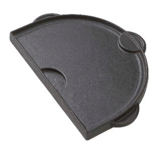 Primo Grills Half Moon Cast Iron Griddle For Oval Junior w/ 1 Smooth & 1 Grooved Side