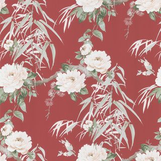 Brewster Red Bamboo Floral Wallpaper (RedDimensions 20.5 inches wide x 33 feet longBoy/Girl/Neutral NeutralTheme TraditionalMaterials Solid Sheet VinylCare Instructions ScrubbableHanging Instructions PrepastedRepeat 21 inchesMatch Straight )
