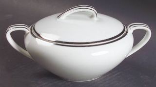 Noritake Silverdale Sugar Bowl & Lid, Fine China Dinnerware   White Body, Coupe,