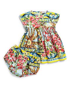Dolce & Gabbana Infants Two Piece Floral Wheel Dress & Bloomers Set   Aqua Prin