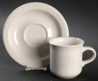 Pfaltzgraff Nuance Flat Cup & Saucer Set, Fine China Dinnerware   Gray Tree On W